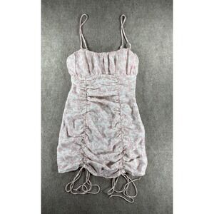 Princess Polly Floral Mini Dress Pink White Ruched Adjustable Spaghetti Straps 6